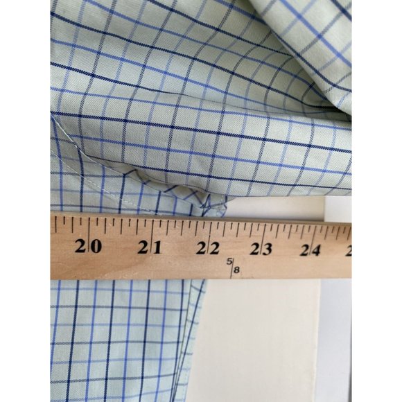 Eddie Bauer Button Down Shirt Mens Medium LS Cotton Green/Blue Checked - Picture 3 of 10